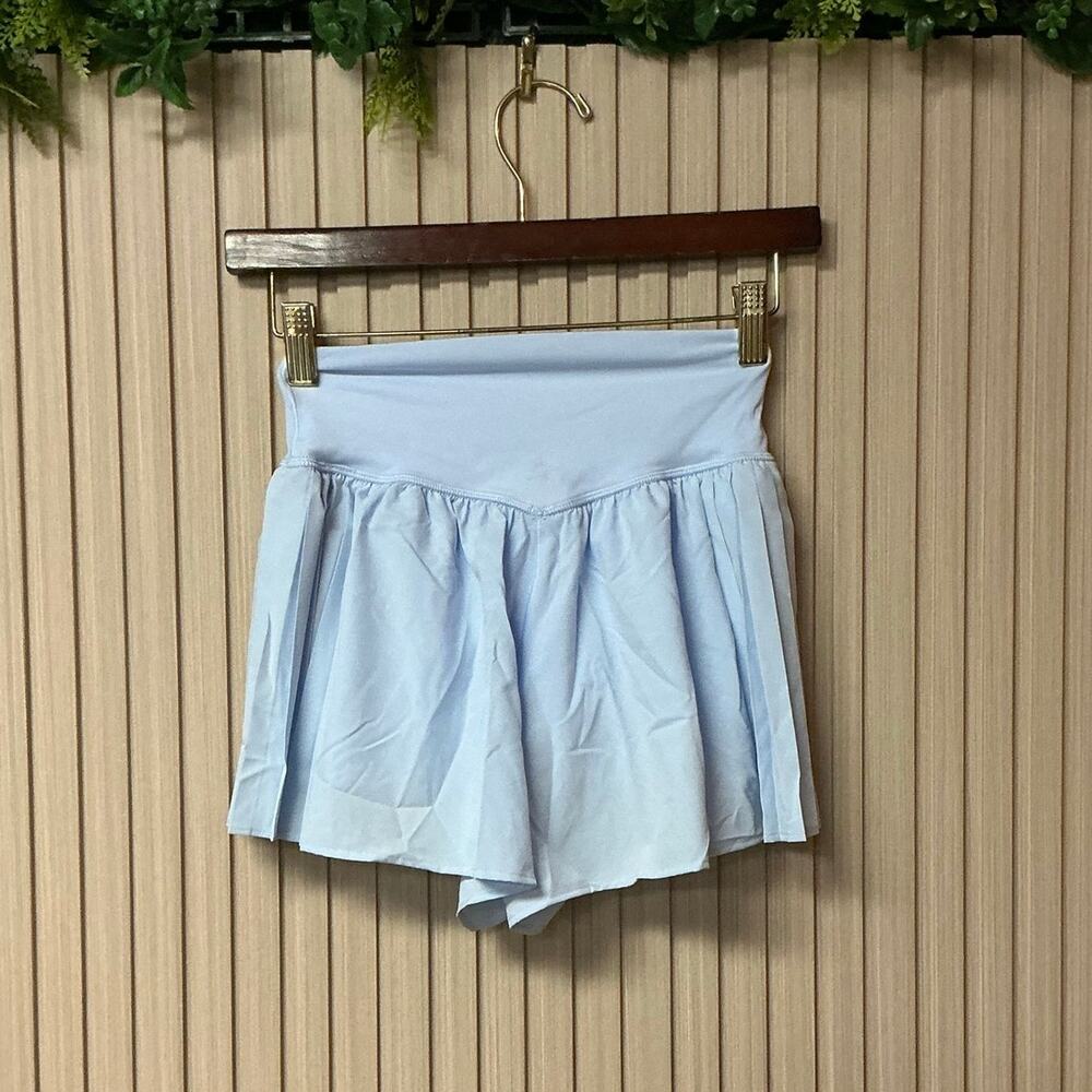 OFFLINE By Aerie Real Me Pleated Flowy Shorts Light Blue Activewear Size XS - Picture 3 of 8
